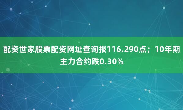 配资世家股票配资网址查询报116.290点；10年期主力合约跌0.30%